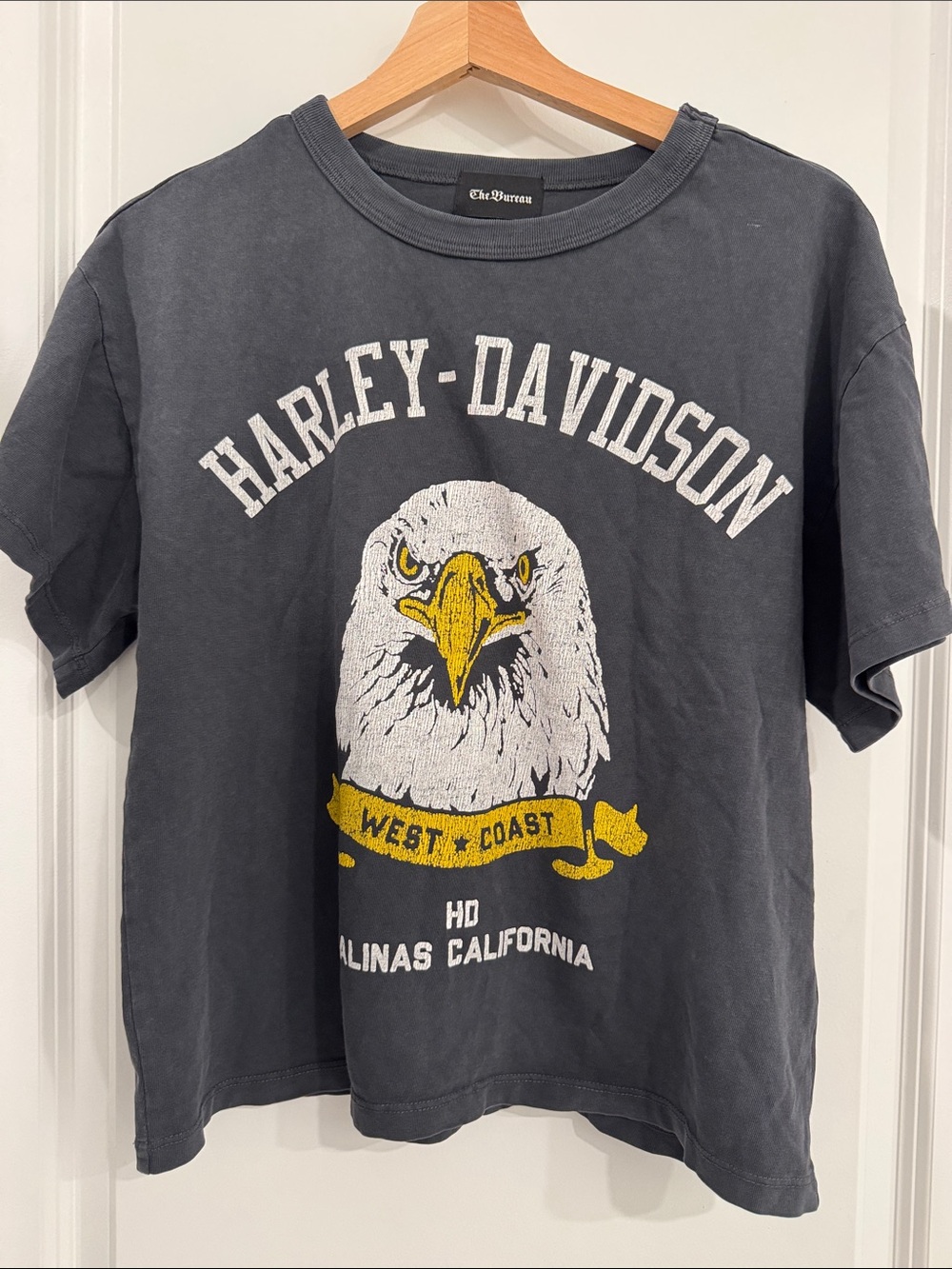Harley-Davidson Black Tee with White Eagle and Yellow Accents
